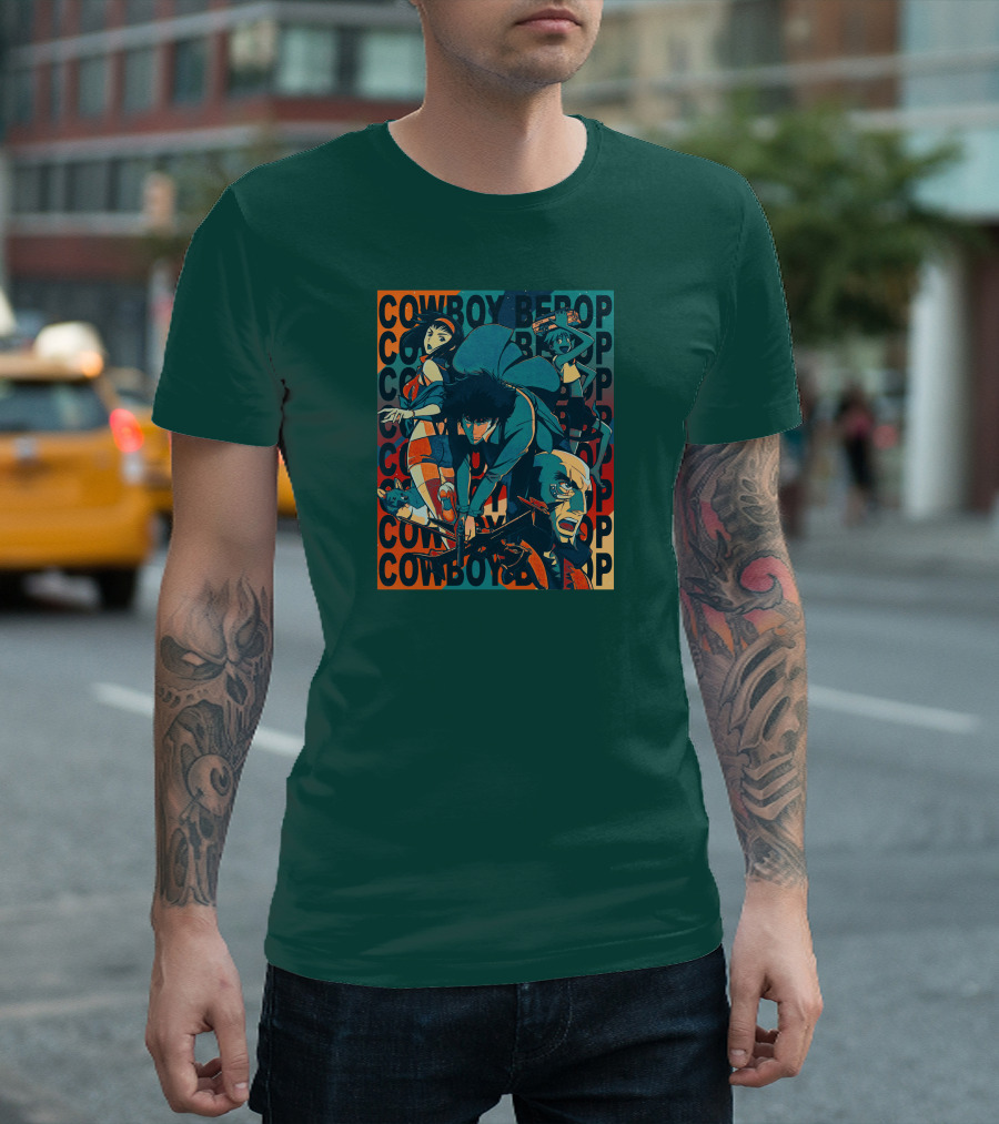 Cowboy Bebop Spike Spiegel Faye Valentine Jet Black Anime Characters T-Shirt