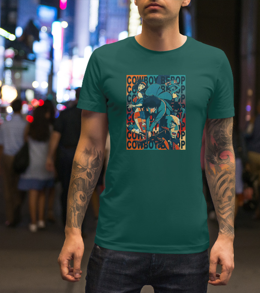 Cowboy Bebop Spike Spiegel Faye Valentine Jet Black Anime Characters T-Shirt