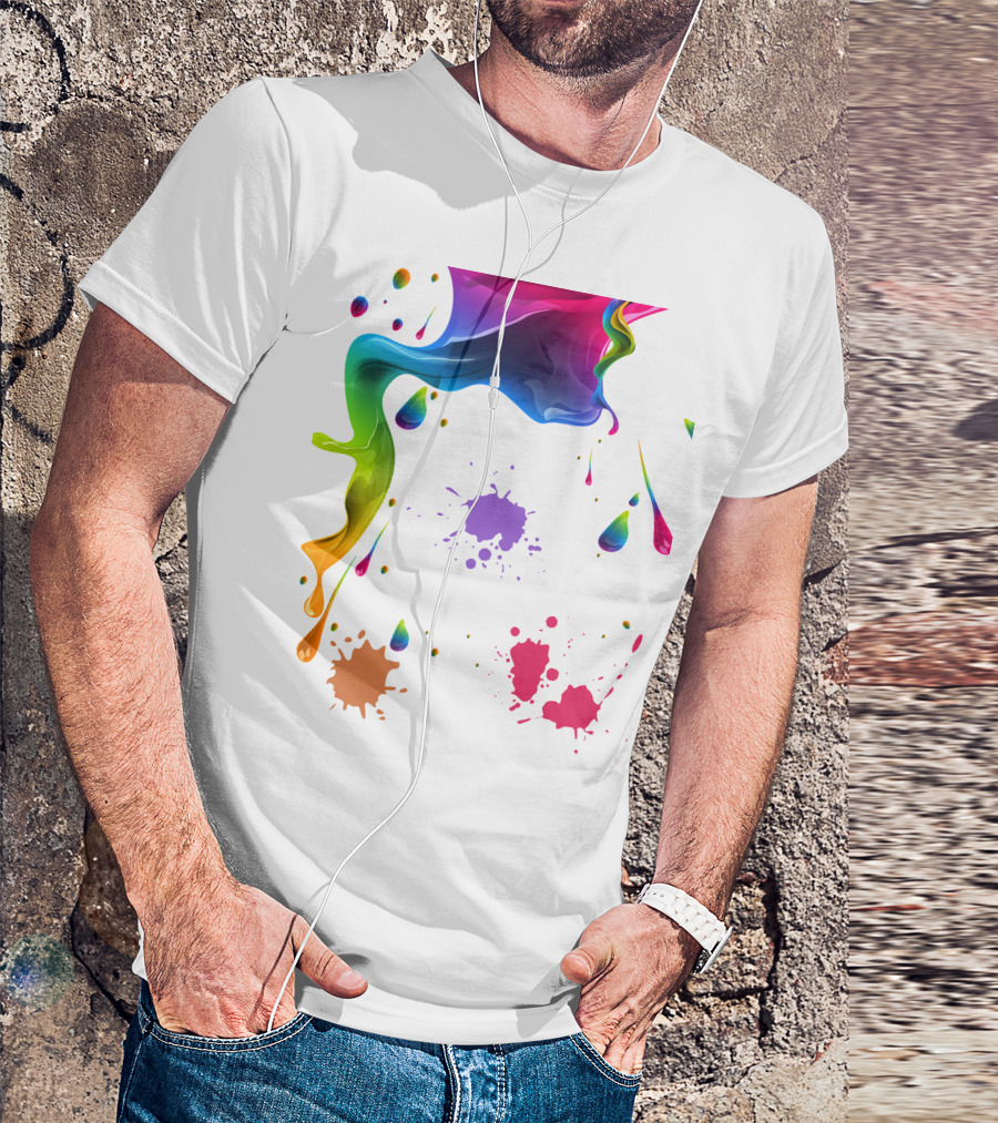 Waterpaint Colorful Splatter Vibrant Drips And Drops T-Shirt