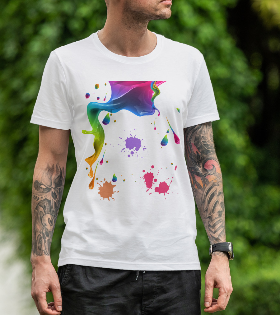 Waterpaint Colorful Splatter Vibrant Drips And Drops T-Shirt