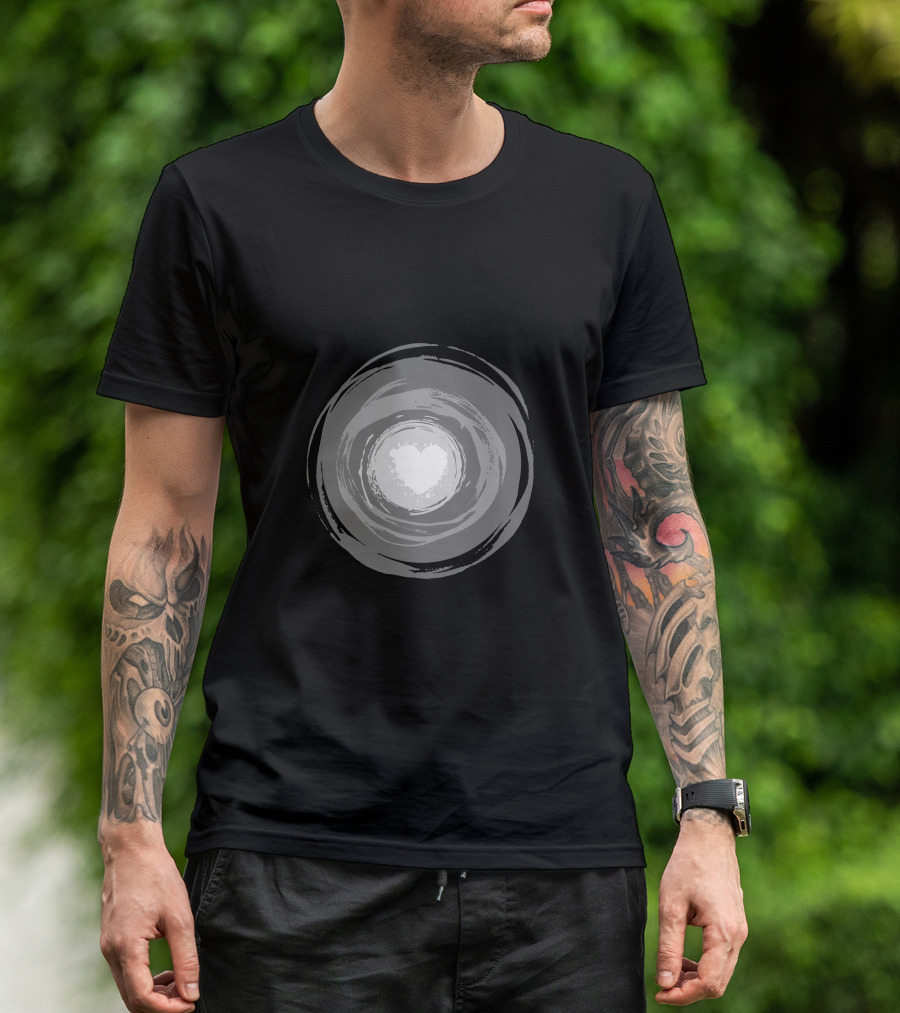 Color Circle Heart Center Monochrome Swirl T-Shirt