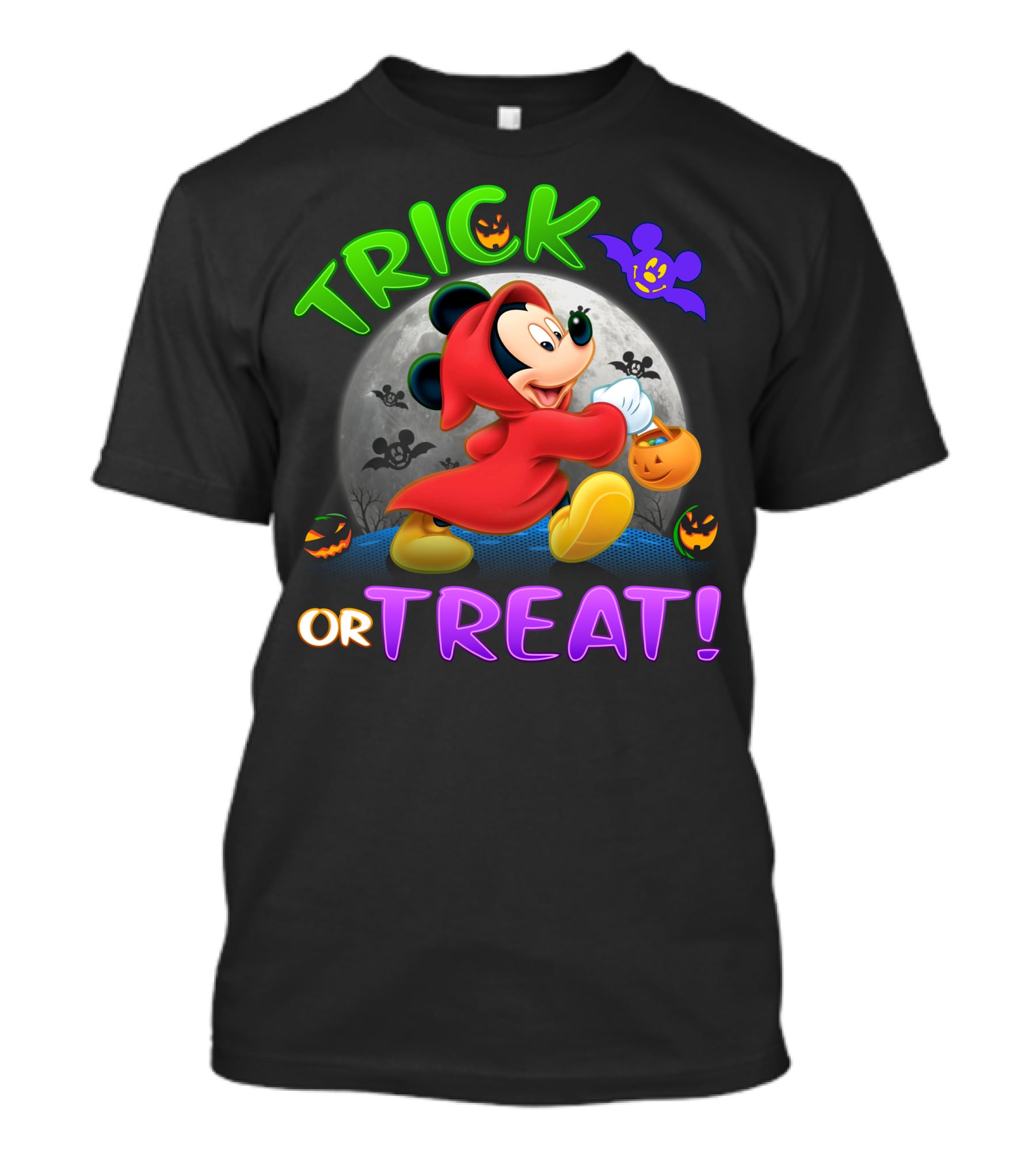 Trick Or Treat Mickey Halloween Bat Pumpkin T-Shirt