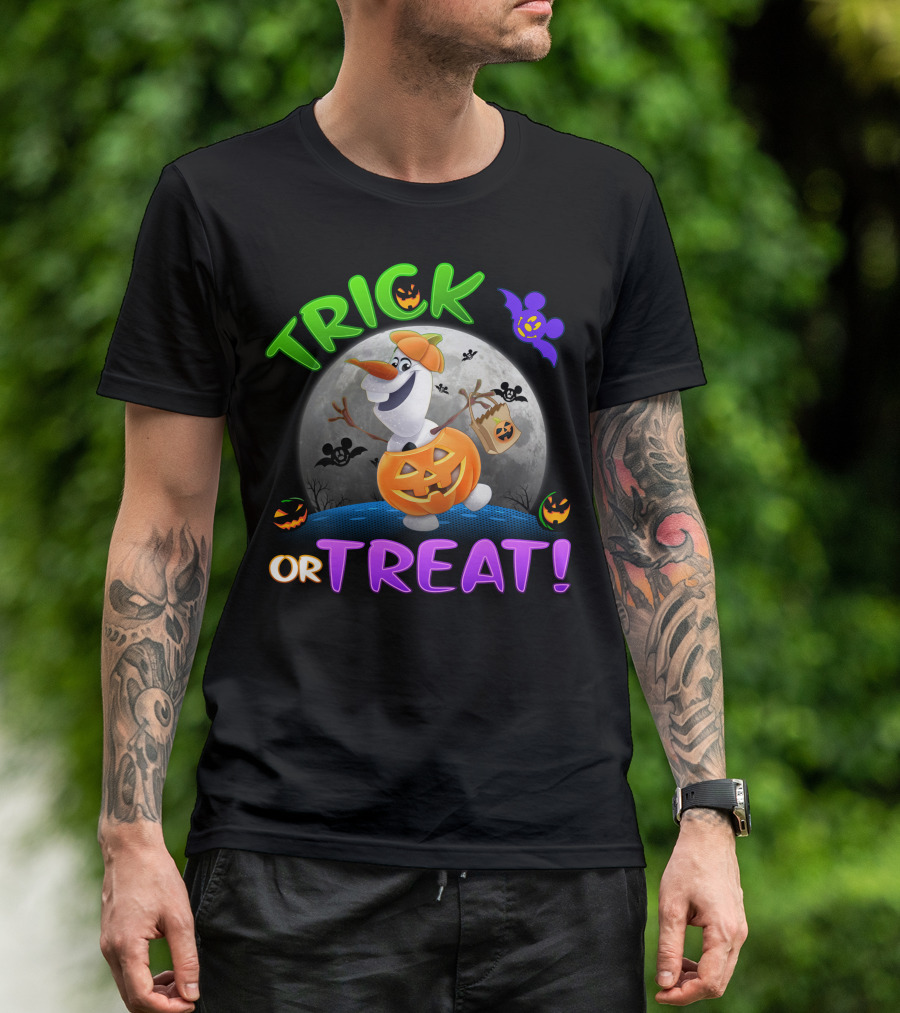 Trick Or Treat Halloween Olaf Pumpkin Moon T-Shirt