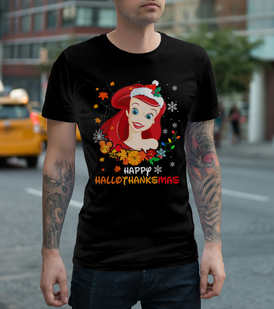 Happy Hallothanksmas Ariel Holiday Mashup T-Shirt