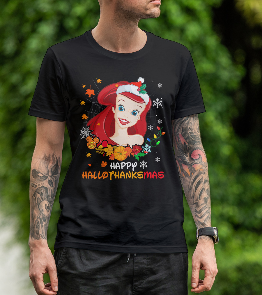 Happy Hallothanksmas Ariel Holiday Mashup T-Shirt
