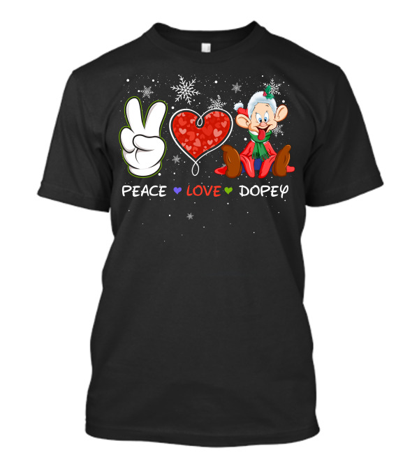 Peace Love Dopey Holiday Christmas Snowflakes T-Shirt