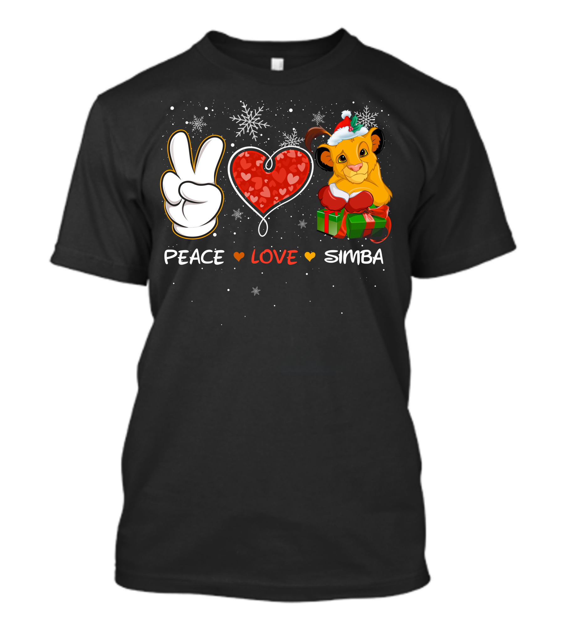 Peace Love Simba Christmas Gift Snowflakes T-Shirt