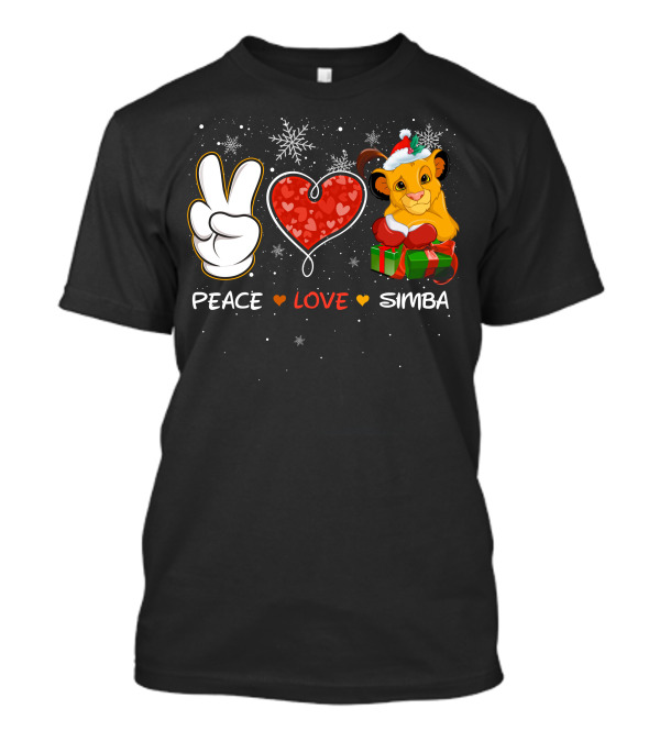 Peace Love Simba Christmas Gift Snowflakes T-Shirt