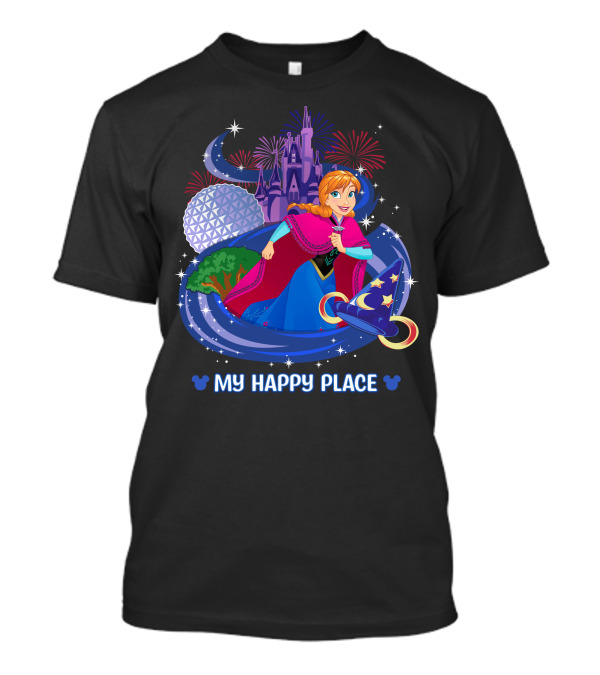 My Happy Place Anna Disney Parks Fireworks And Spaceship Earth T-Shirt