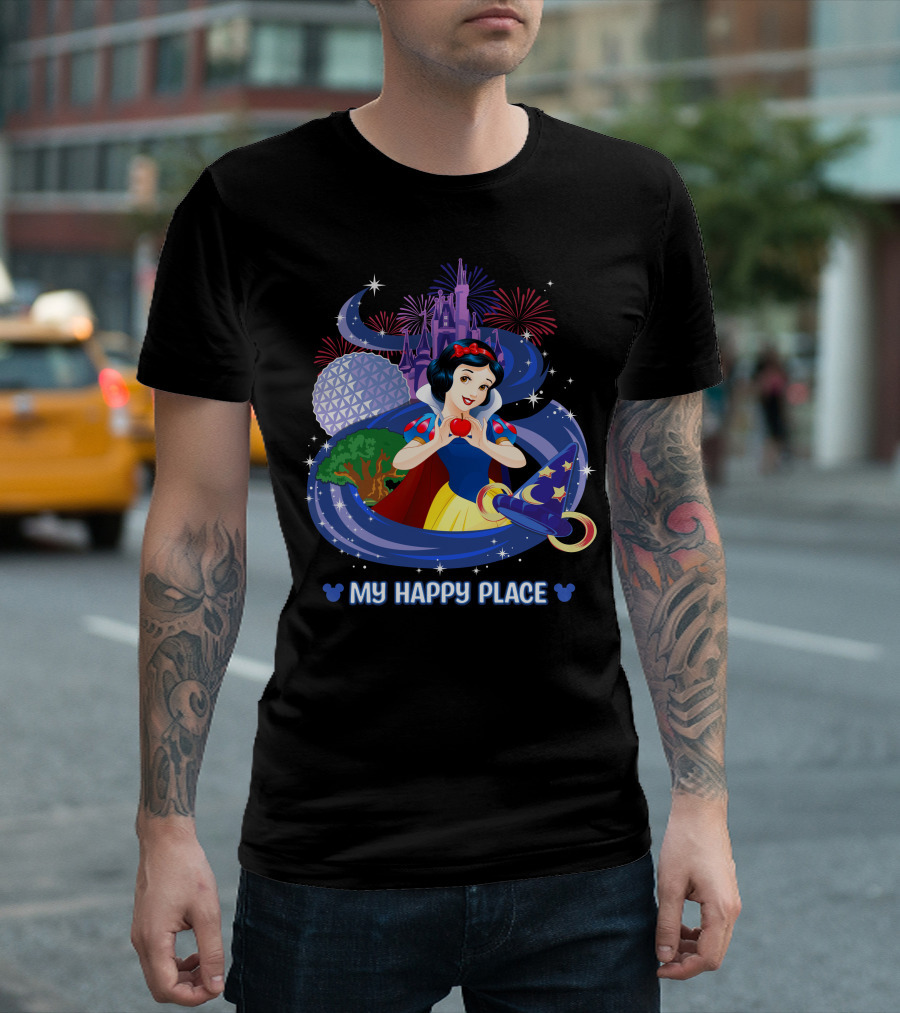 Snow White My Happy Place Disney Magic Kingdom Epcot Fireworks Sorcerer Hat T-Shirt