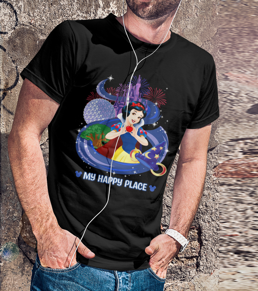 Snow White My Happy Place Disney Magic Kingdom Epcot Fireworks Sorcerer Hat T-Shirt