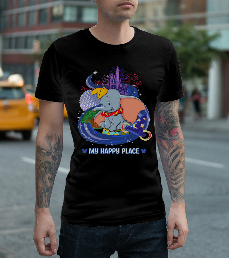 My Happy Place Dumbo Castle Magic Hat Icons T-Shirt