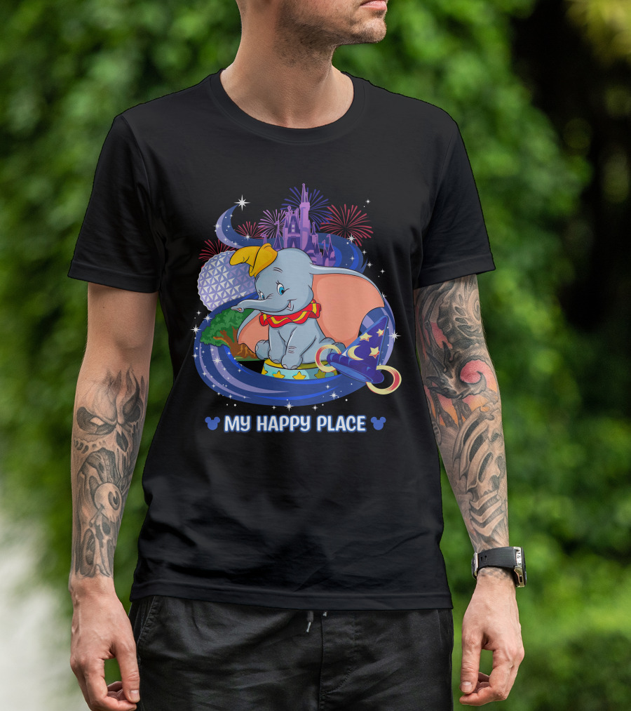 My Happy Place Dumbo Castle Magic Hat Icons T-Shirt