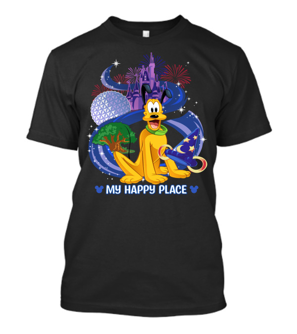 My Happy Place Pluto Disneyland Castle Fireworks Magic Hat T-Shirt