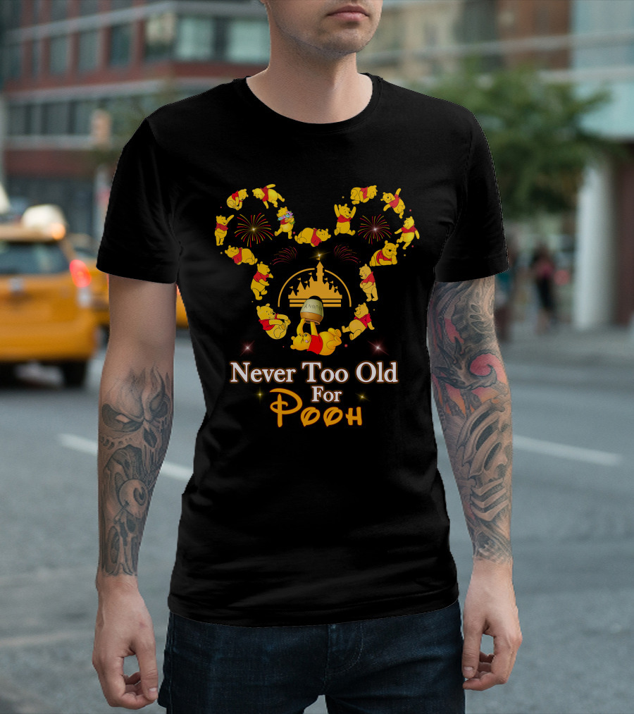 Never Too Old For Pooh Disney Castle Fireworks Celebration T-Shirt
