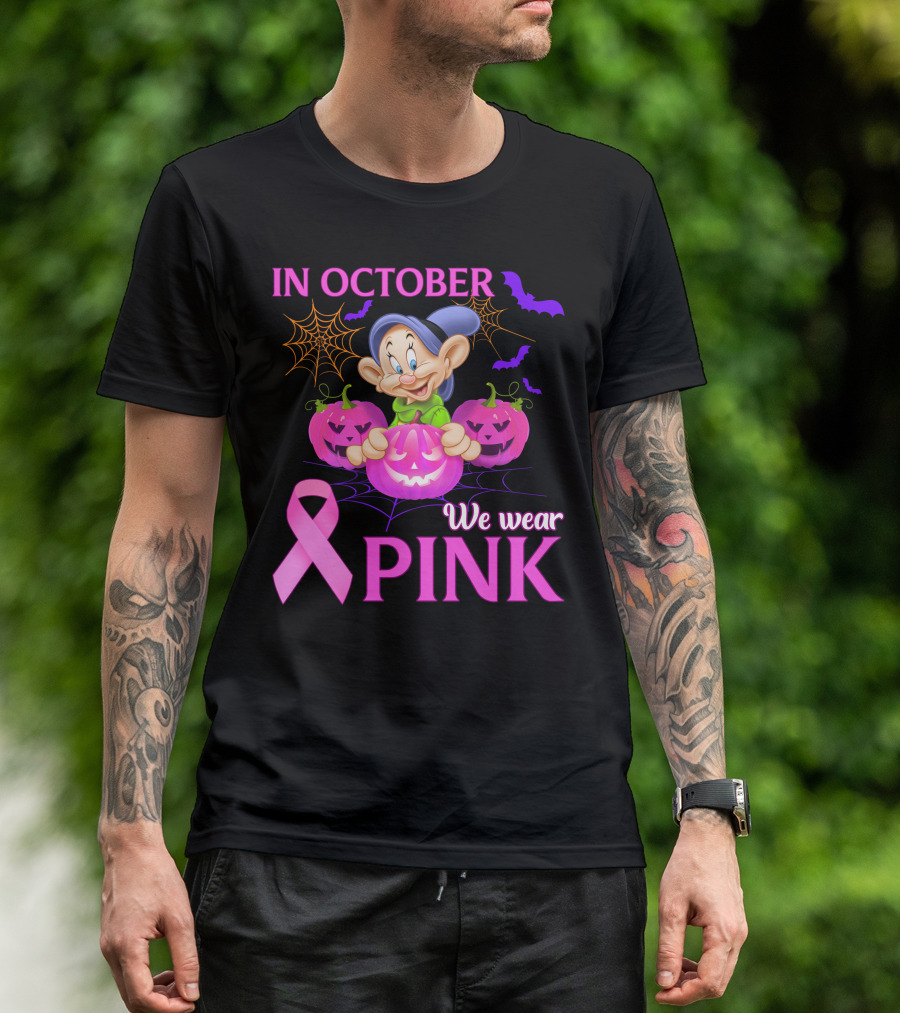 In October We Wear Pink Dopey Halloween Breast Cancer Awareness T-Shirt