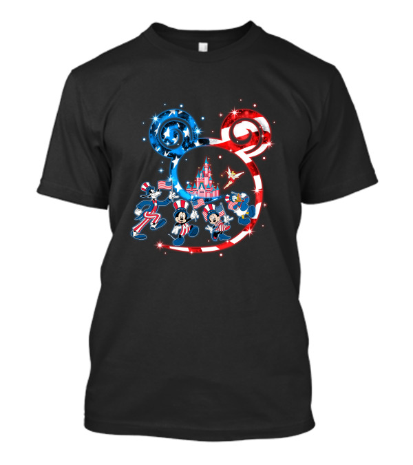 Mickey Mouse Patriotic Bling Donald Duck Goofy 4Th Of July Celebration T-Shirt