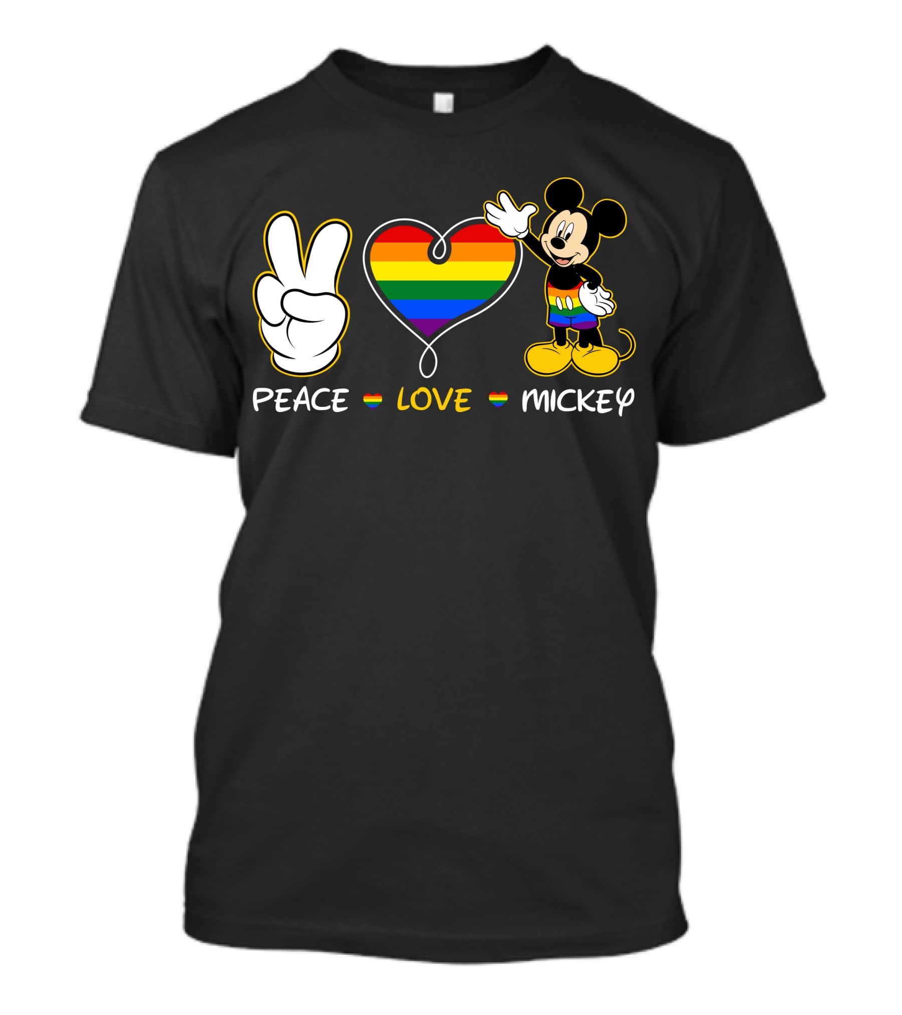PEACE LOVE MICKEY Rainbow Pride T-Shirt