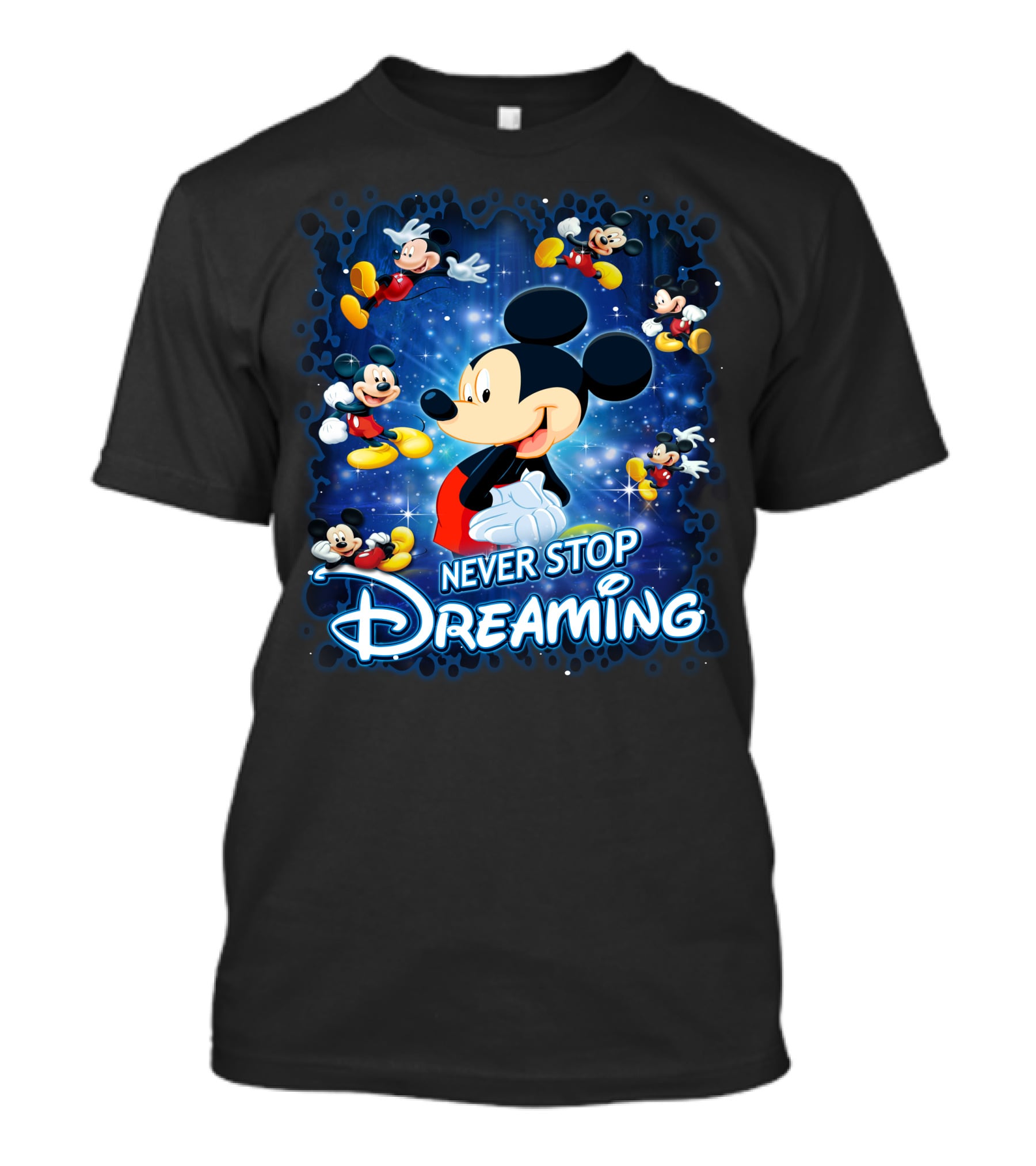 Never Stop Dreaming Mickey Mouse Disney Blue Stars T-Shirt