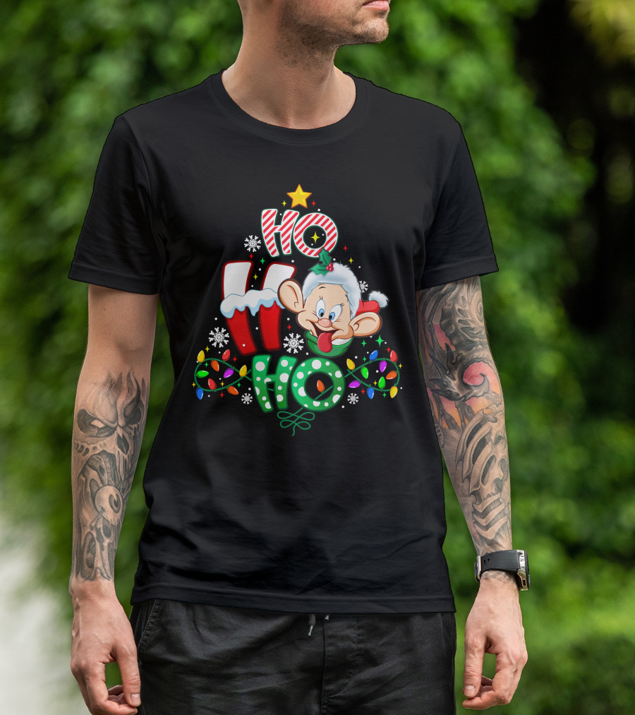 Dopey Ho Ho Ho Christmas Lights Snowflakes Holiday Cheer T-Shirt