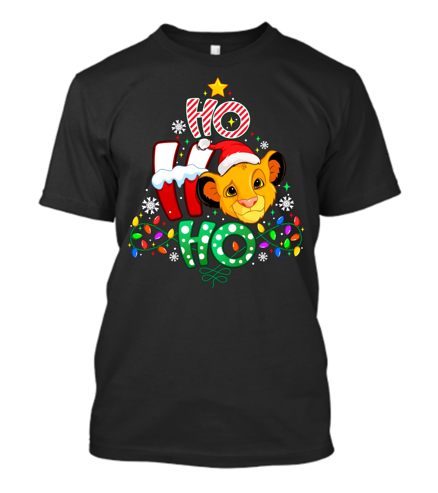 Ho Ho Ho Simba Christmas Lights Santa Hat T-Shirt