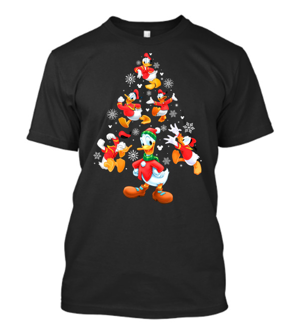 Donald Duck Christmas Tree Snowflakes Santa Hat T-Shirt