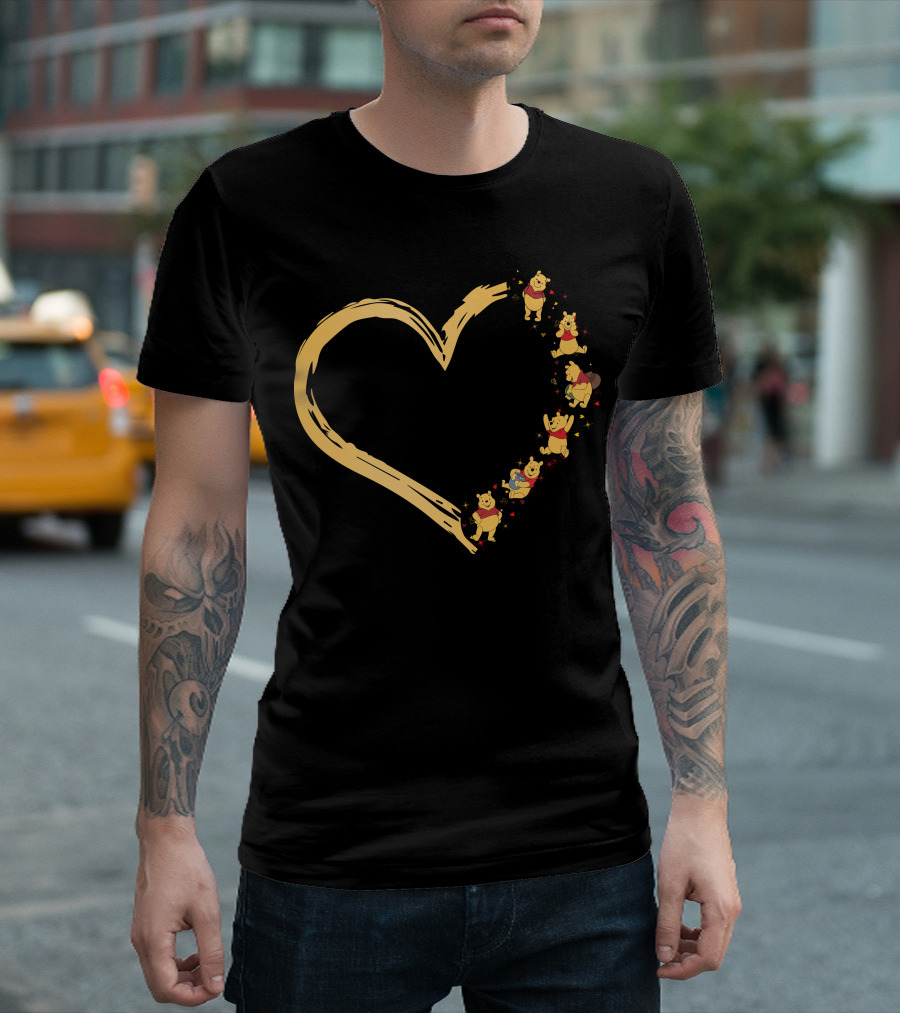 Winnie The Pooh Characters Heart-Shaped T-Shirt