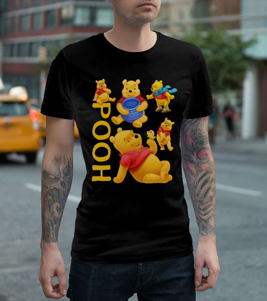 Pooh With Honey Pot And Playful Poses T-Shirt