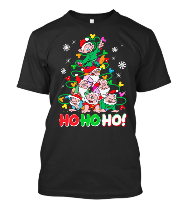 Ho Ho Ho Snow White 7 Dwarfs Christmas Tree Stacking T-Shirt