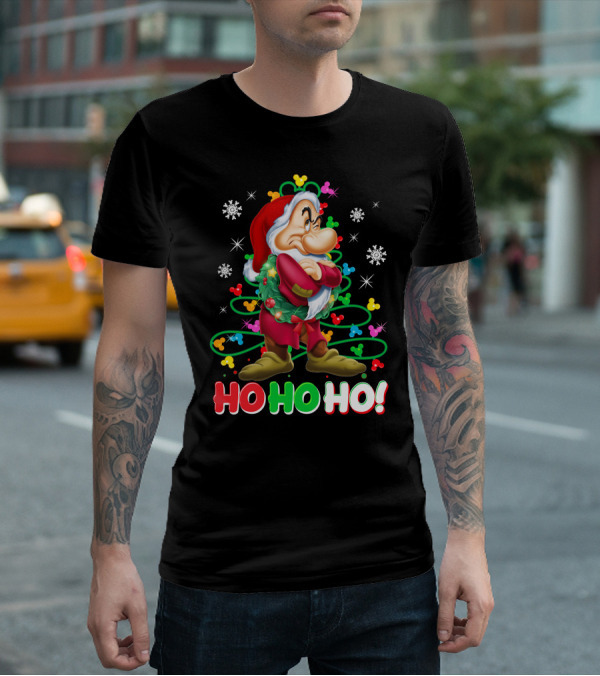 Grumpy Ho Ho Ho Christmas Mickey Snowflakes Disneyland T-Shirt