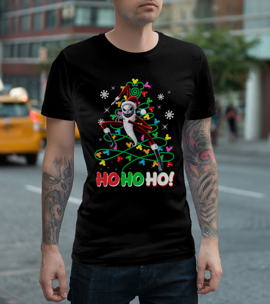Jack Skellington Christmas Ho Ho Ho Santa Costume Snowflakes Disney Holiday T-Shirt