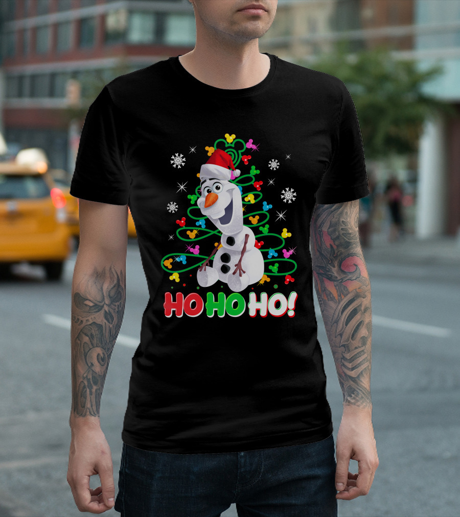 Olaf Christmas Santa Hat Snowflakes Ho Ho Ho Disney Frozen T-Shirt