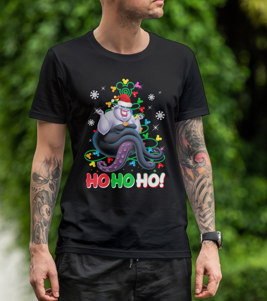 Ursula Christmas Ho Ho Ho Santa Hat Snowflakes T-Shirt