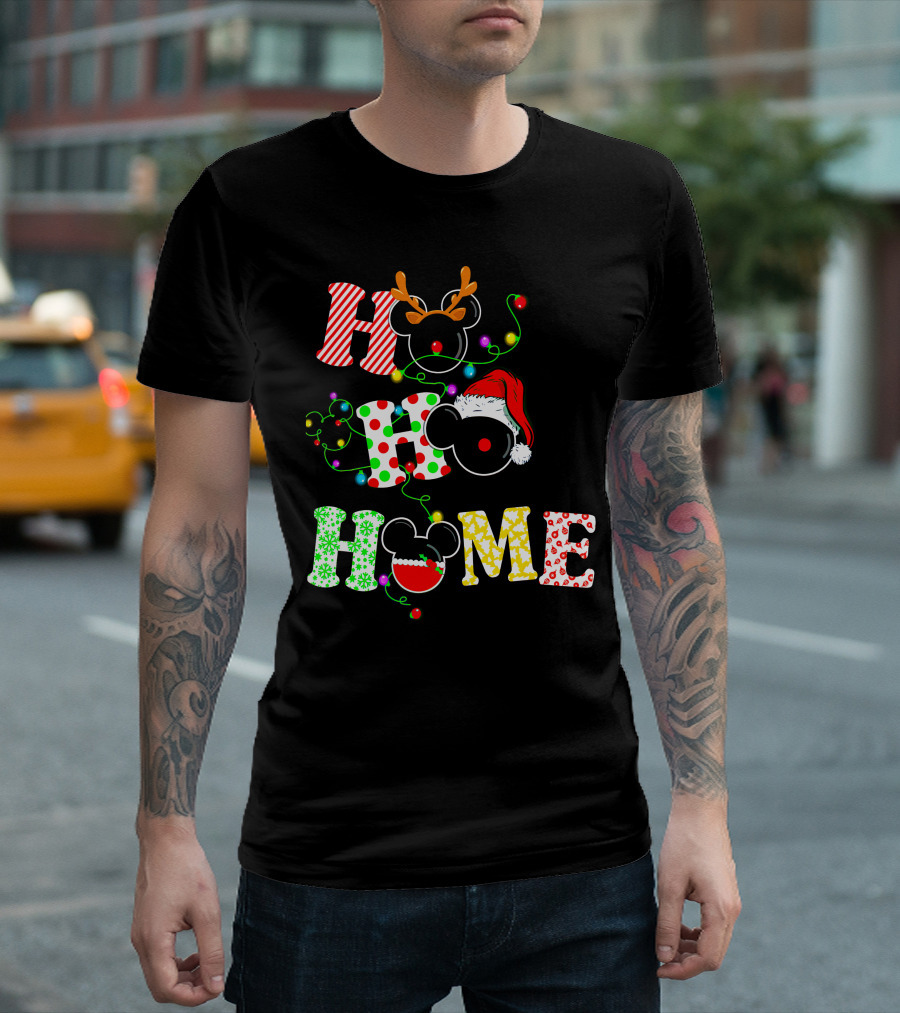 Ho Ho Ho Me Mickey Head Christmas Lights T-Shirt