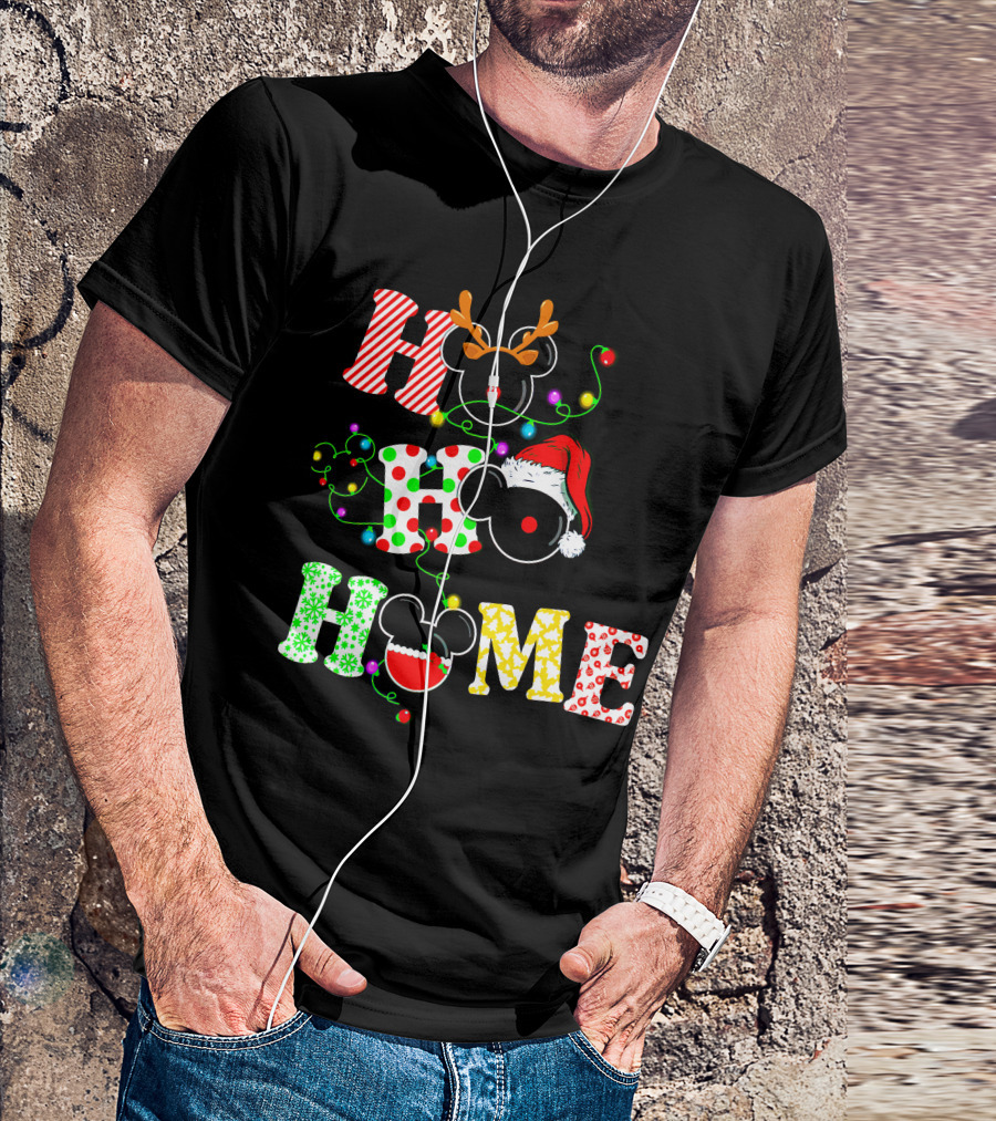 Ho Ho Ho Me Mickey Head Christmas Lights T-Shirt
