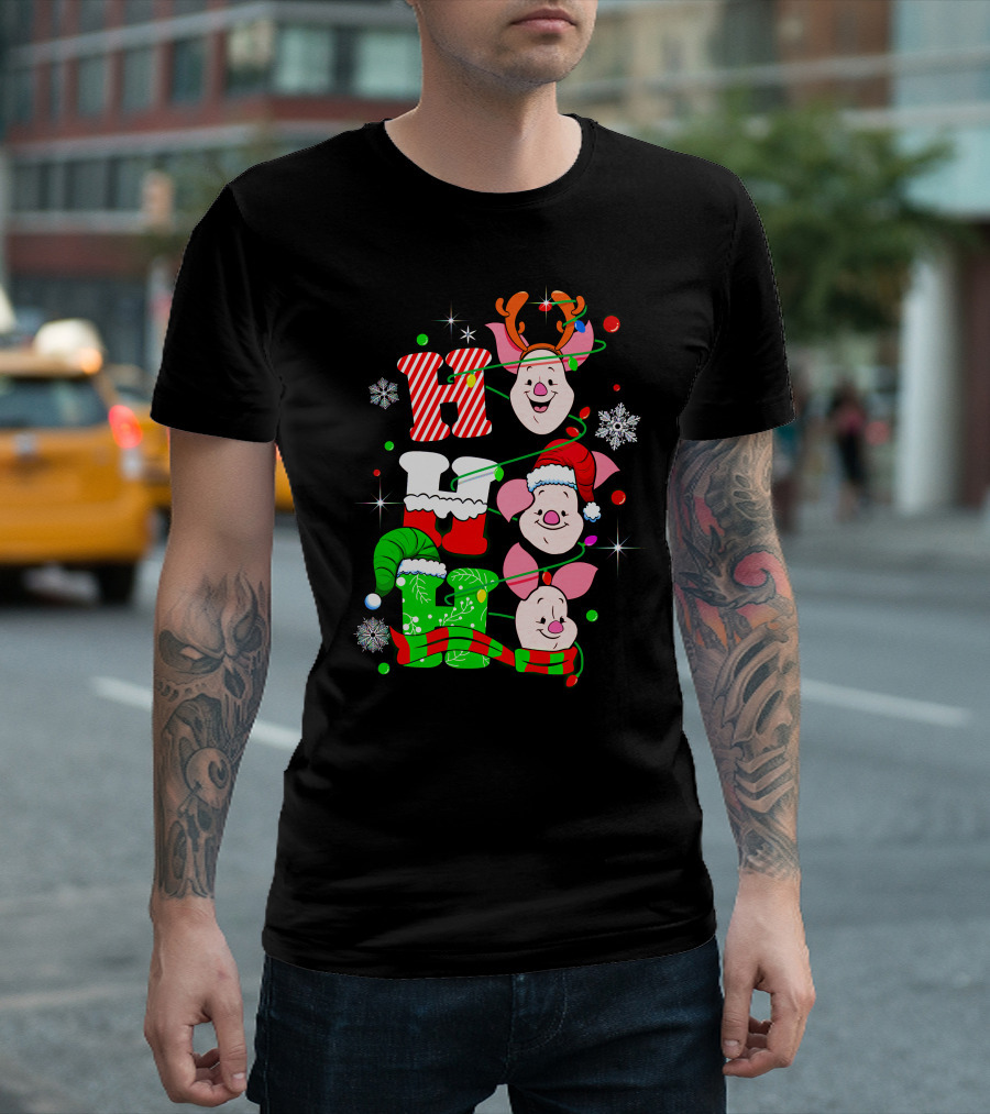 Holiday Piglet H O H Christmas Cheer T-Shirt