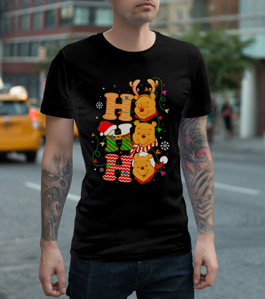 Ho Ho Ho Pooh Bear Christmas Holiday Cheer T-Shirt