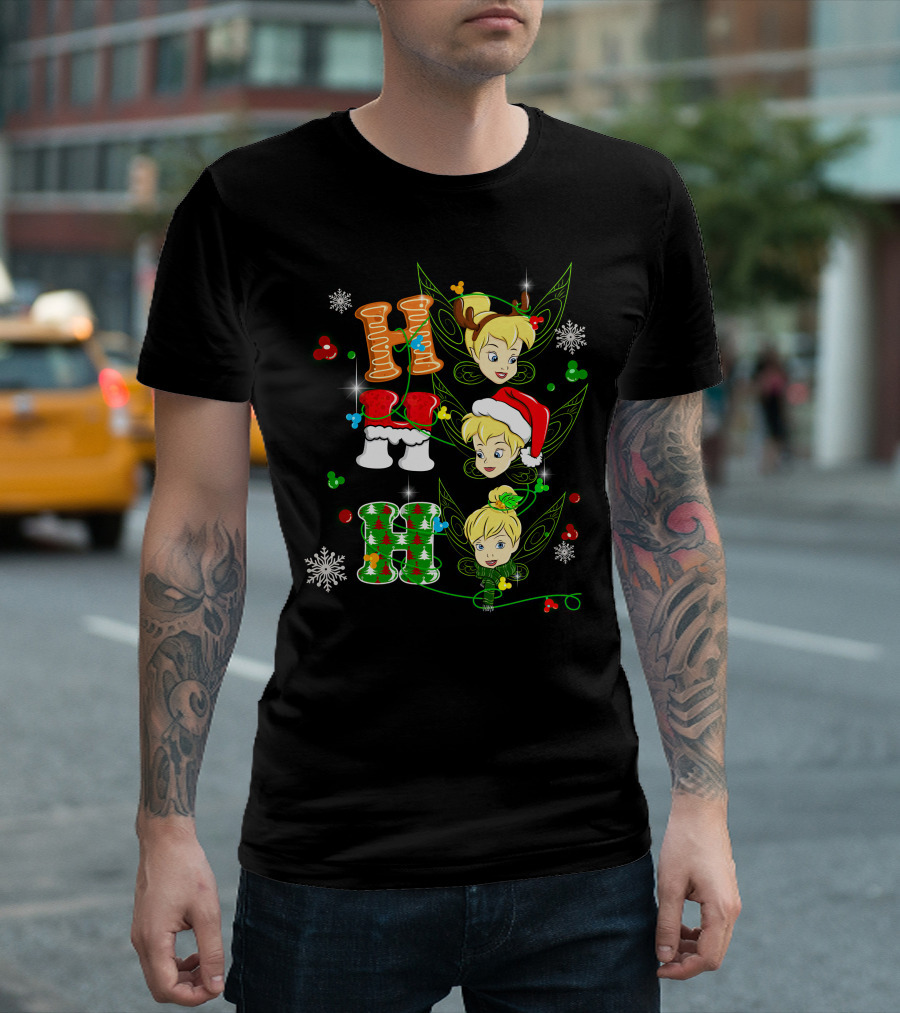 Tinker Bell Christmas Holiday Cheer With Gingerbread And Santa Hats T-Shirt