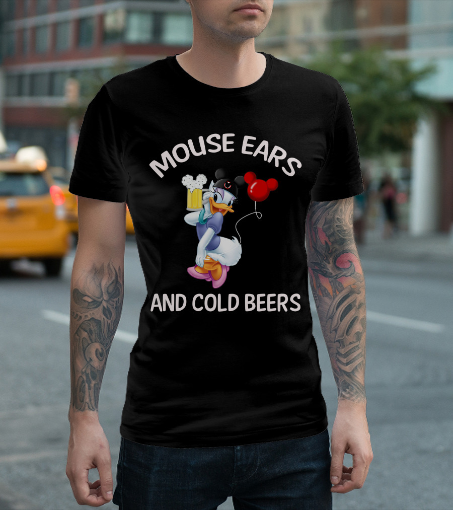 Mouse Ears And Cold Beers Daisy Duck Balloon And Beer Cartoon T-Shirt