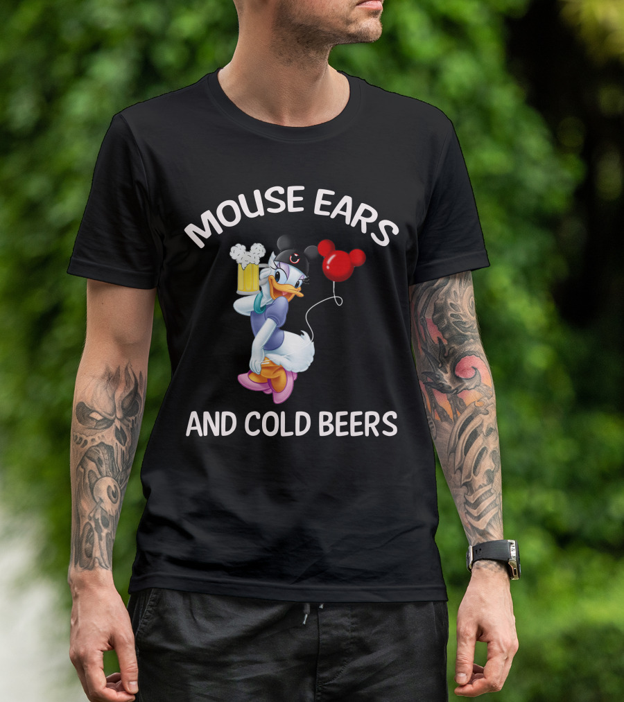 Mouse Ears And Cold Beers Daisy Duck Balloon And Beer Cartoon T-Shirt