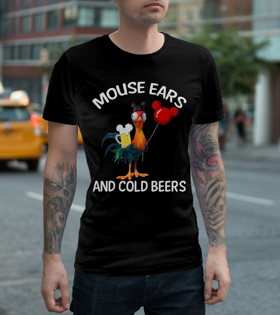 Mouse Ears And Cold Beers Heihei Balloon Beer Rooster T-Shirt