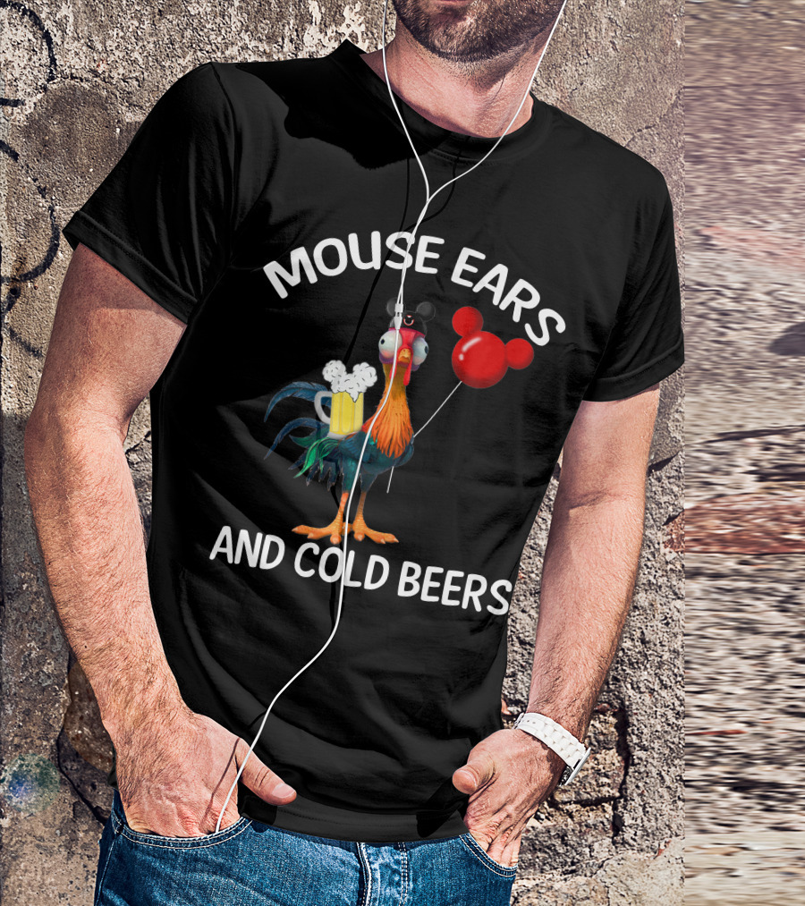 Mouse Ears And Cold Beers Heihei Balloon Beer Rooster T-Shirt