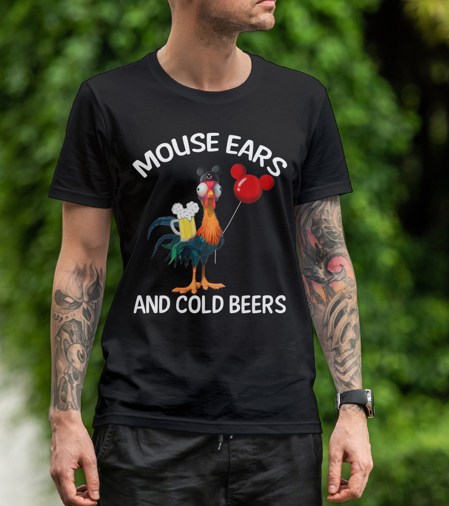 Mouse Ears And Cold Beers Heihei Balloon Beer Rooster T-Shirt