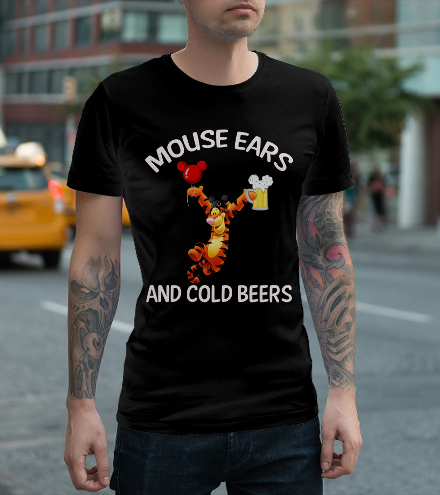 Mouse Ears And Cold Beers Tigger Balloon And Beer Mug T-Shirt