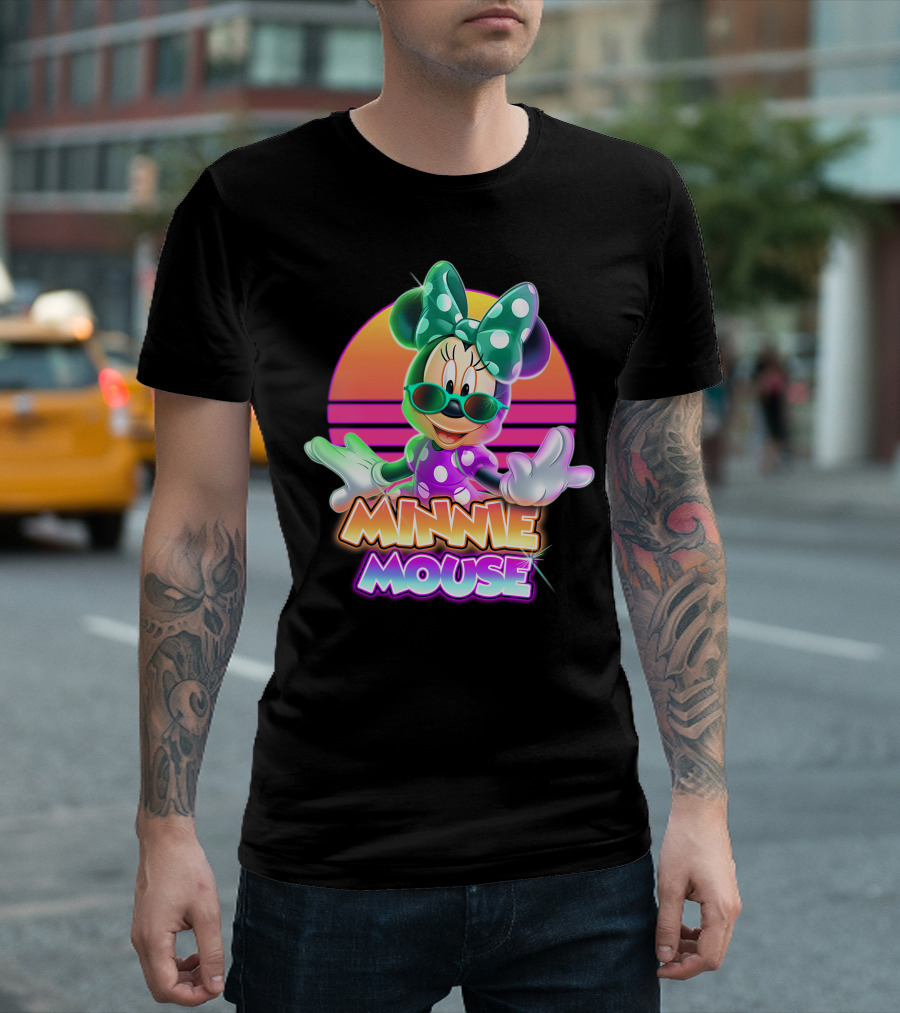 Minnie Mouse Retro Sunset Neon Style T-Shirt