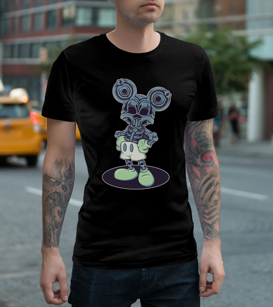 Halloween Creepy Skeleton Mouse Character T-Shirt