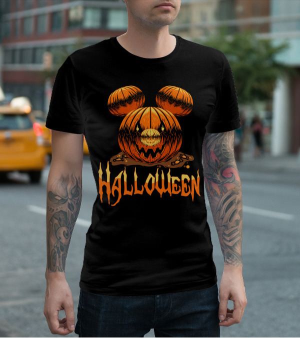 Halloween Pumpkin Mickey Ears T-Shirt