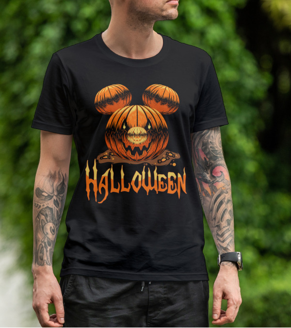Halloween Pumpkin Mickey Ears T-Shirt