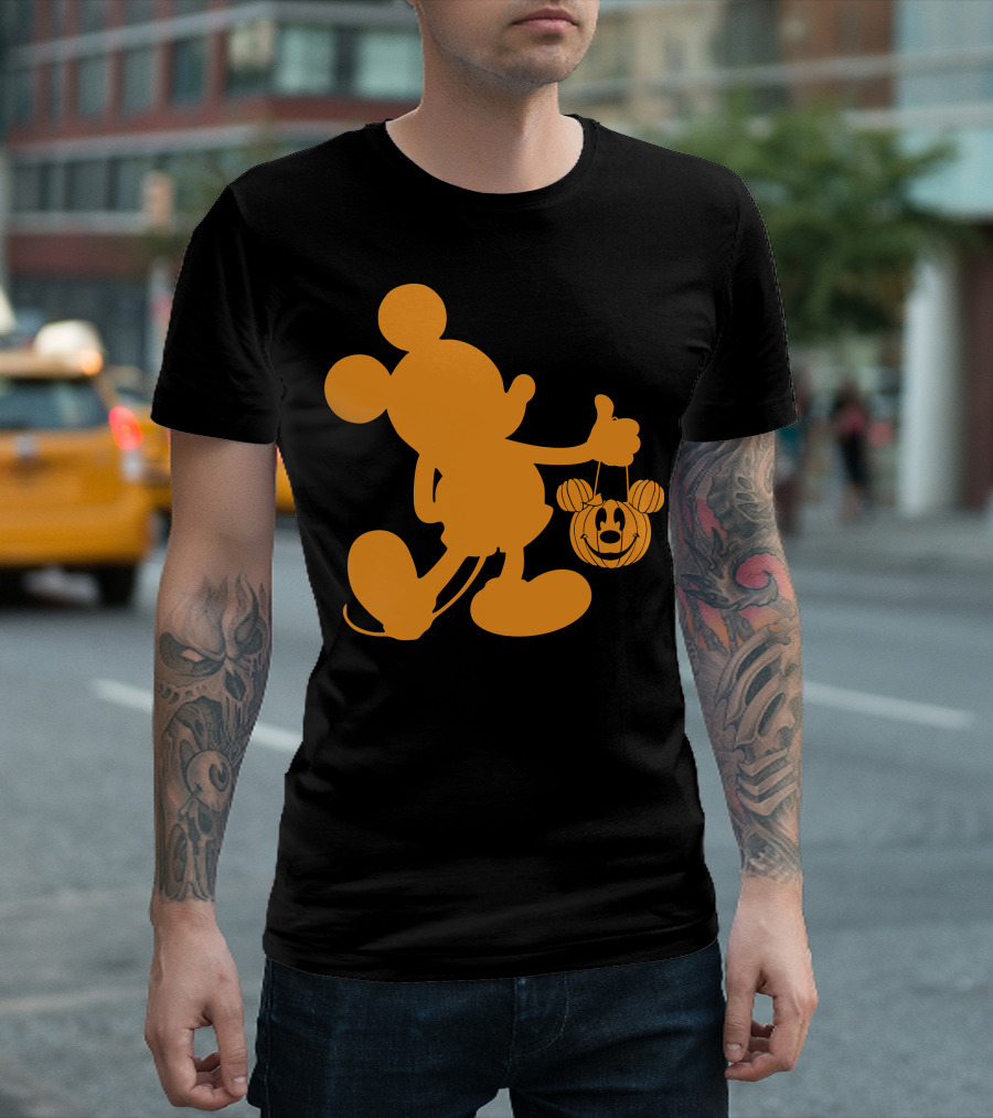 Mickey Mouse Halloween Pumpkin Silhouette T-Shirt