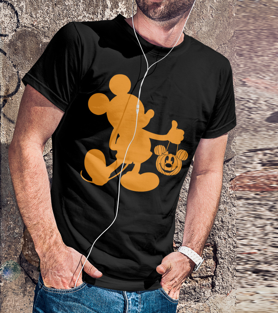 Mickey Mouse Halloween Pumpkin Silhouette T-Shirt